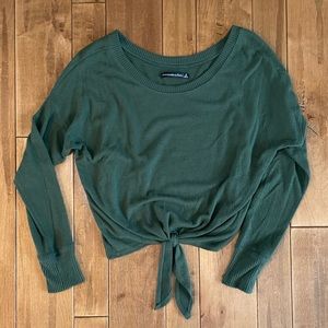 ABERCROMBIE & FITCH - Green Long Sleeve Tie Front Shirt
